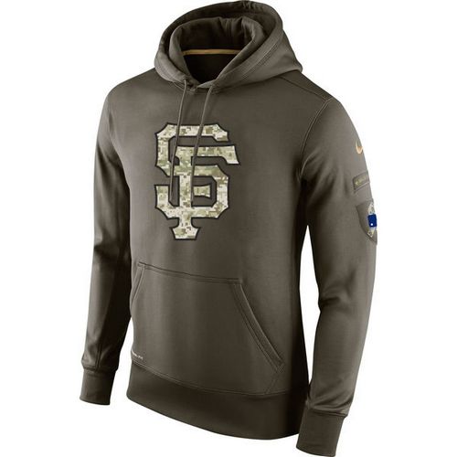 Men's San Francisco Giants Nike Olive Salute To Service KO Performance Hoodie - Click Image to Close